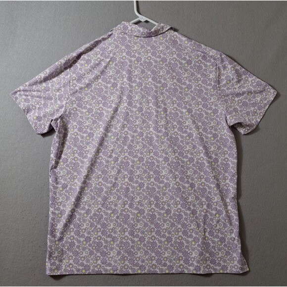 Birdie Bound Polo Men’s Sz XL Purple Yellow Floral Short Sleeve Performance - Picture 5 of 7